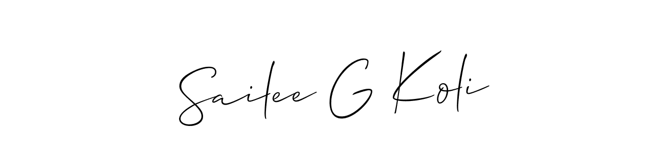 Make a short Sailee G Koli signature style. Manage your documents anywhere anytime using Allison_Script. Create and add eSignatures, submit forms, share and send files easily. Sailee G Koli signature style 2 images and pictures png