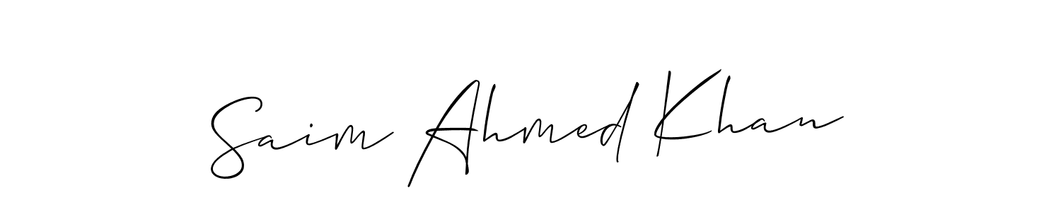 It looks lik you need a new signature style for name Saim Ahmed Khan. Design unique handwritten (Allison_Script) signature with our free signature maker in just a few clicks. Saim Ahmed Khan signature style 2 images and pictures png