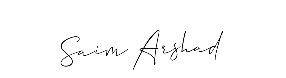 Design your own signature with our free online signature maker. With this signature software, you can create a handwritten (Allison_Script) signature for name Saim Arshad. Saim Arshad signature style 2 images and pictures png