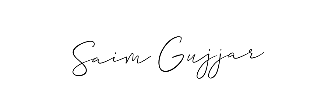 Make a beautiful signature design for name Saim Gujjar. With this signature (Allison_Script) style, you can create a handwritten signature for free. Saim Gujjar signature style 2 images and pictures png