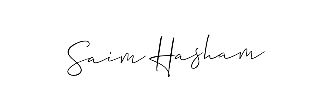 Use a signature maker to create a handwritten signature online. With this signature software, you can design (Allison_Script) your own signature for name Saim Hasham. Saim Hasham signature style 2 images and pictures png