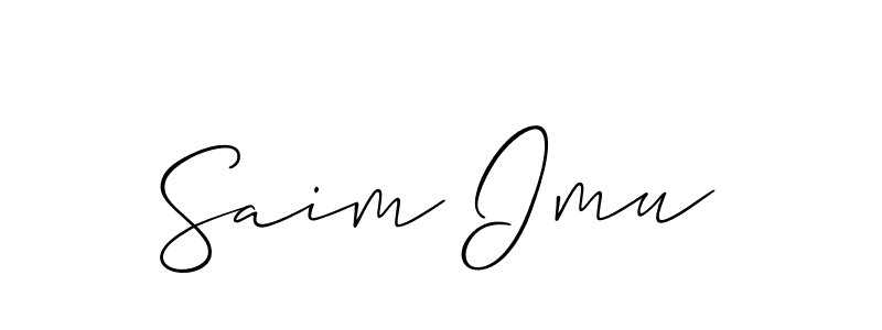 if you are searching for the best signature style for your name Saim Imu. so please give up your signature search. here we have designed multiple signature styles  using Allison_Script. Saim Imu signature style 2 images and pictures png