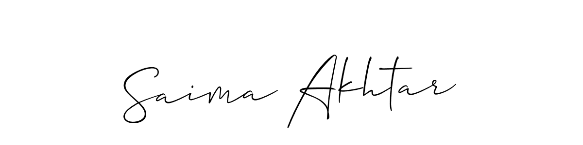 Create a beautiful signature design for name Saima Akhtar. With this signature (Allison_Script) fonts, you can make a handwritten signature for free. Saima Akhtar signature style 2 images and pictures png