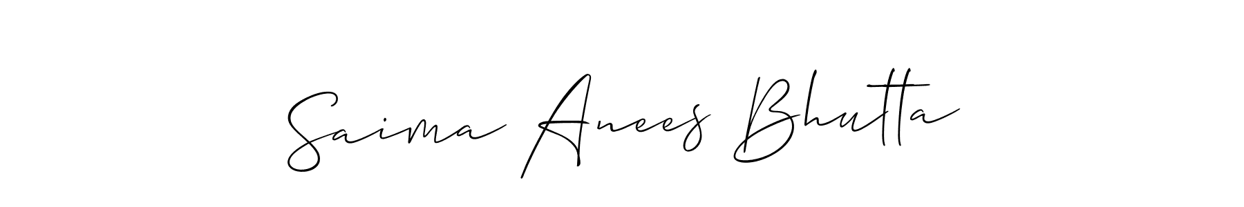 It looks lik you need a new signature style for name Saima Anees Bhutta. Design unique handwritten (Allison_Script) signature with our free signature maker in just a few clicks. Saima Anees Bhutta signature style 2 images and pictures png