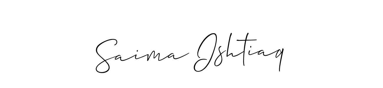 How to make Saima Ishtiaq name signature. Use Allison_Script style for creating short signs online. This is the latest handwritten sign. Saima Ishtiaq signature style 2 images and pictures png