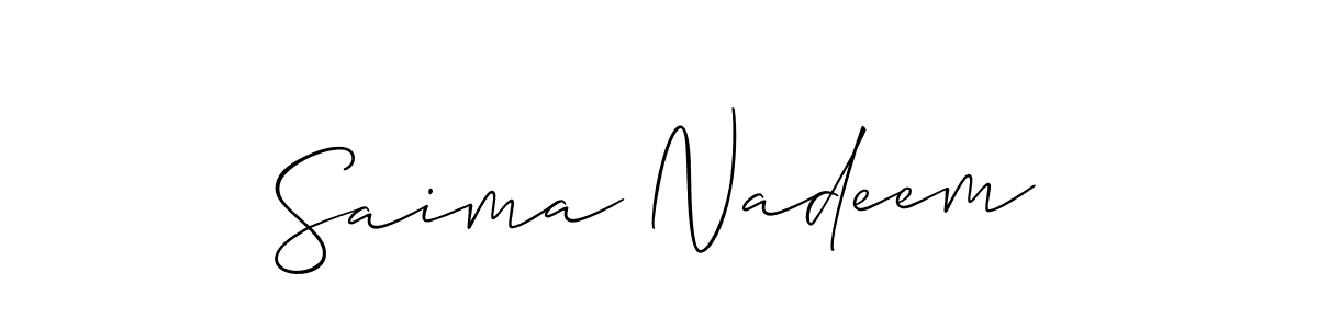 This is the best signature style for the Saima Nadeem name. Also you like these signature font (Allison_Script). Mix name signature. Saima Nadeem signature style 2 images and pictures png