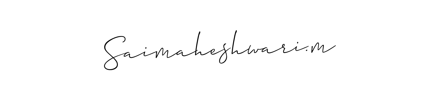It looks lik you need a new signature style for name Saimaheshwari.m. Design unique handwritten (Allison_Script) signature with our free signature maker in just a few clicks. Saimaheshwari.m signature style 2 images and pictures png