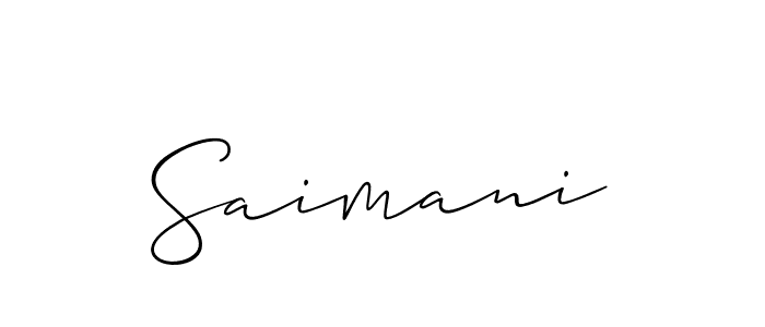 Similarly Allison_Script is the best handwritten signature design. Signature creator online .You can use it as an online autograph creator for name Saimani. Saimani signature style 2 images and pictures png