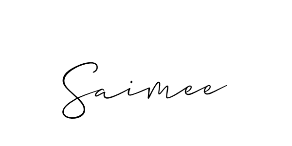 Design your own signature with our free online signature maker. With this signature software, you can create a handwritten (Allison_Script) signature for name Saimee. Saimee signature style 2 images and pictures png