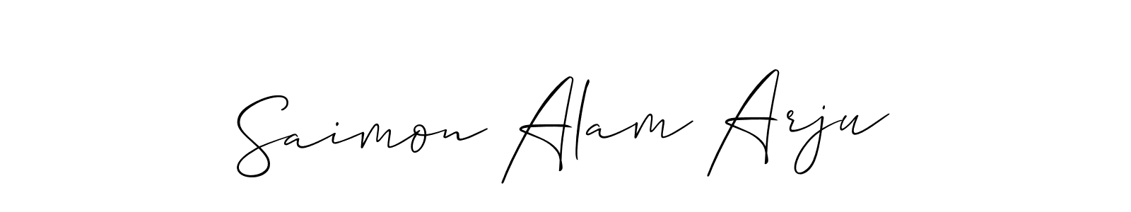 You should practise on your own different ways (Allison_Script) to write your name (Saimon Alam Arju) in signature. don't let someone else do it for you. Saimon Alam Arju signature style 2 images and pictures png