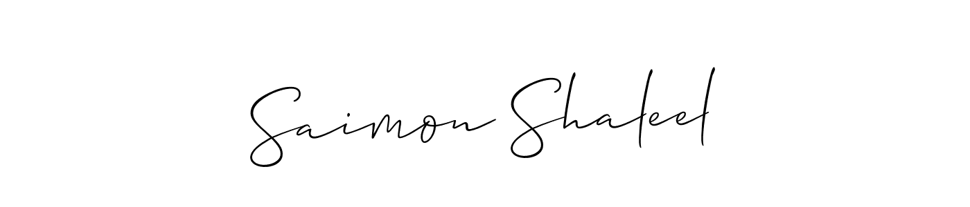 Make a short Saimon Shaleel signature style. Manage your documents anywhere anytime using Allison_Script. Create and add eSignatures, submit forms, share and send files easily. Saimon Shaleel signature style 2 images and pictures png