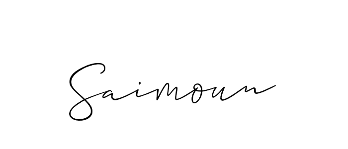 The best way (Allison_Script) to make a short signature is to pick only two or three words in your name. The name Saimoun include a total of six letters. For converting this name. Saimoun signature style 2 images and pictures png