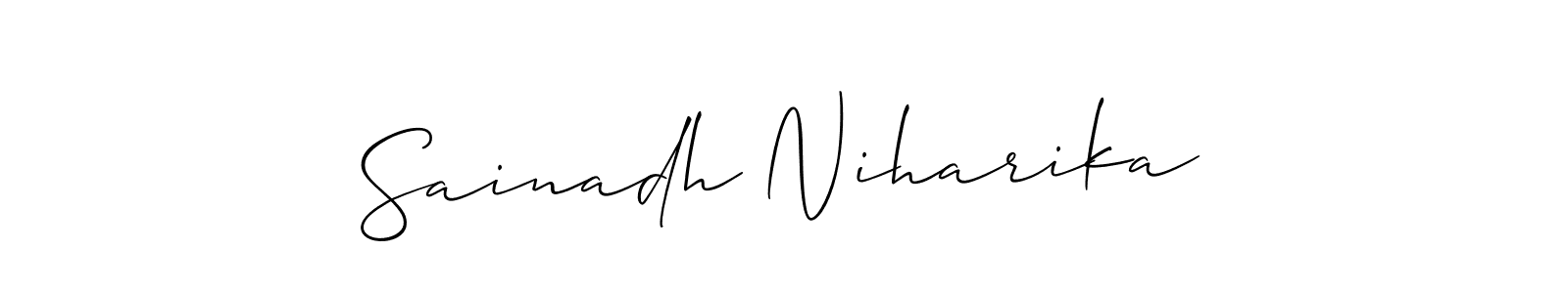 Also we have Sainadh Niharika name is the best signature style. Create professional handwritten signature collection using Allison_Script autograph style. Sainadh Niharika signature style 2 images and pictures png