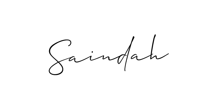 How to make Saindah name signature. Use Allison_Script style for creating short signs online. This is the latest handwritten sign. Saindah signature style 2 images and pictures png