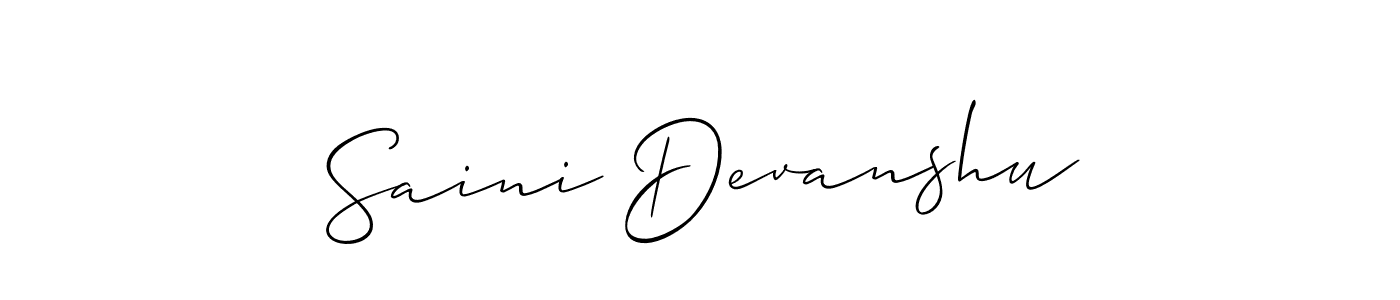 Also we have Saini Devanshu name is the best signature style. Create professional handwritten signature collection using Allison_Script autograph style. Saini Devanshu signature style 2 images and pictures png