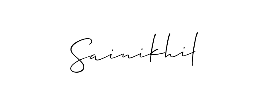 Create a beautiful signature design for name Sainikhil. With this signature (Allison_Script) fonts, you can make a handwritten signature for free. Sainikhil signature style 2 images and pictures png