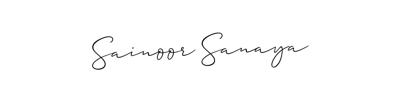 It looks lik you need a new signature style for name Sainoor Sanaya. Design unique handwritten (Allison_Script) signature with our free signature maker in just a few clicks. Sainoor Sanaya signature style 2 images and pictures png