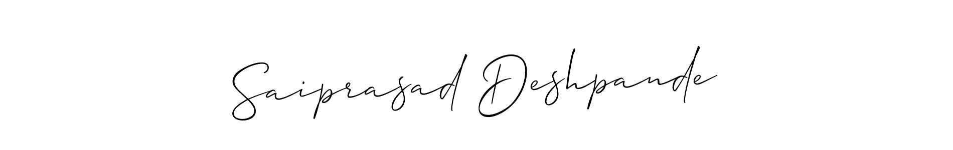 This is the best signature style for the Saiprasad Deshpande name. Also you like these signature font (Allison_Script). Mix name signature. Saiprasad Deshpande signature style 2 images and pictures png