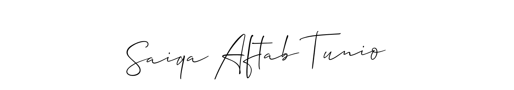 Saiqa Aftab Tunio stylish signature style. Best Handwritten Sign (Allison_Script) for my name. Handwritten Signature Collection Ideas for my name Saiqa Aftab Tunio. Saiqa Aftab Tunio signature style 2 images and pictures png