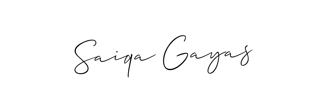 Make a beautiful signature design for name Saiqa Gayas. With this signature (Allison_Script) style, you can create a handwritten signature for free. Saiqa Gayas signature style 2 images and pictures png