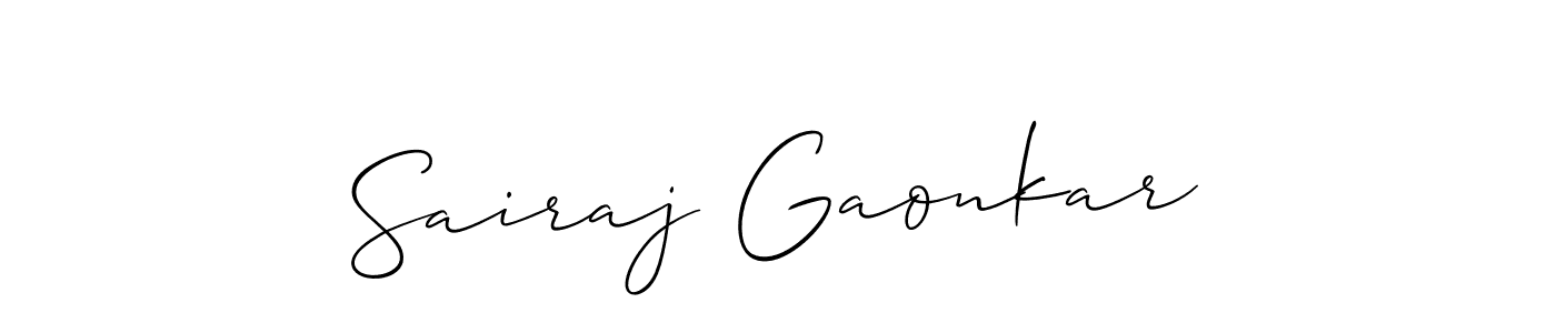 You can use this online signature creator to create a handwritten signature for the name Sairaj Gaonkar. This is the best online autograph maker. Sairaj Gaonkar signature style 2 images and pictures png