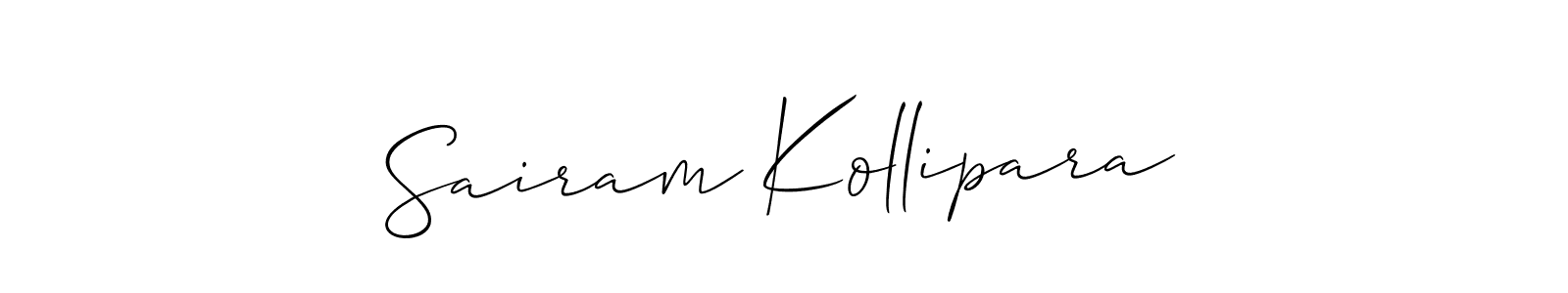 Allison_Script is a professional signature style that is perfect for those who want to add a touch of class to their signature. It is also a great choice for those who want to make their signature more unique. Get Sairam Kollipara name to fancy signature for free. Sairam Kollipara signature style 2 images and pictures png