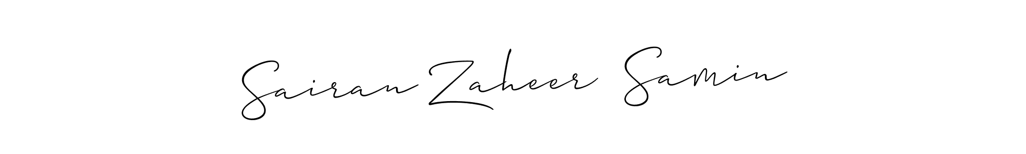 Create a beautiful signature design for name Sairan Zaheer  Samin. With this signature (Allison_Script) fonts, you can make a handwritten signature for free. Sairan Zaheer  Samin signature style 2 images and pictures png