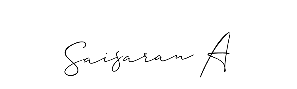 Create a beautiful signature design for name Saisaran A. With this signature (Allison_Script) fonts, you can make a handwritten signature for free. Saisaran A signature style 2 images and pictures png