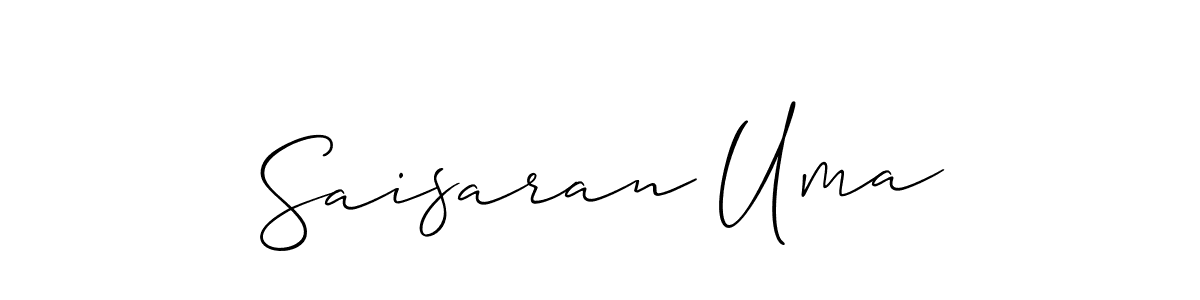 It looks lik you need a new signature style for name Saisaran Uma. Design unique handwritten (Allison_Script) signature with our free signature maker in just a few clicks. Saisaran Uma signature style 2 images and pictures png