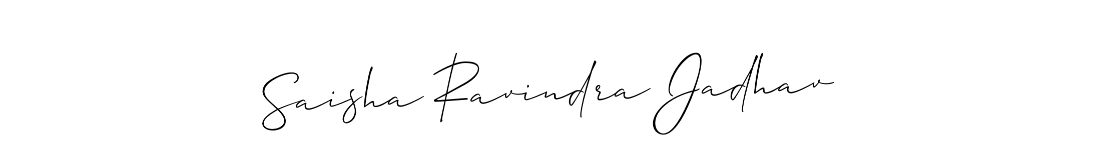 The best way (Allison_Script) to make a short signature is to pick only two or three words in your name. The name Saisha Ravindra Jadhav include a total of six letters. For converting this name. Saisha Ravindra Jadhav signature style 2 images and pictures png