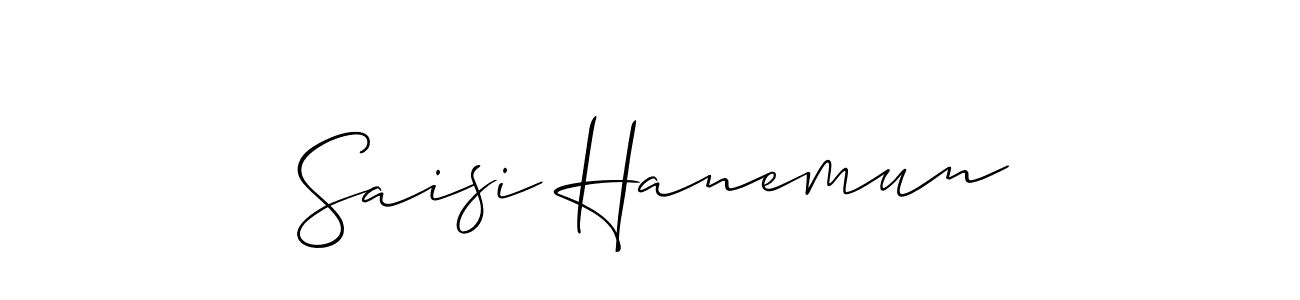 if you are searching for the best signature style for your name Saisi Hanemun. so please give up your signature search. here we have designed multiple signature styles  using Allison_Script. Saisi Hanemun signature style 2 images and pictures png