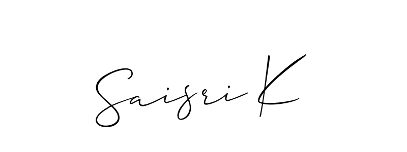 Make a short Saisri K signature style. Manage your documents anywhere anytime using Allison_Script. Create and add eSignatures, submit forms, share and send files easily. Saisri K signature style 2 images and pictures png