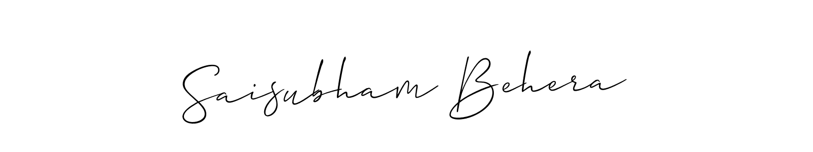 Allison_Script is a professional signature style that is perfect for those who want to add a touch of class to their signature. It is also a great choice for those who want to make their signature more unique. Get Saisubham Behera name to fancy signature for free. Saisubham Behera signature style 2 images and pictures png