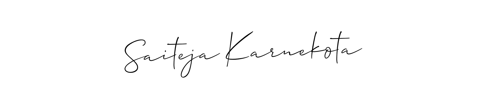 Use a signature maker to create a handwritten signature online. With this signature software, you can design (Allison_Script) your own signature for name Saiteja Karnekota. Saiteja Karnekota signature style 2 images and pictures png