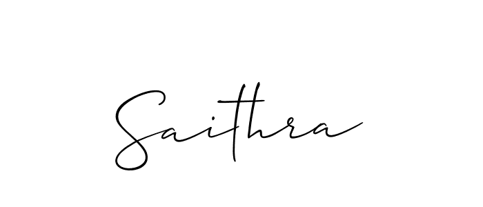 The best way (Allison_Script) to make a short signature is to pick only two or three words in your name. The name Saithra include a total of six letters. For converting this name. Saithra signature style 2 images and pictures png