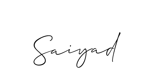 Use a signature maker to create a handwritten signature online. With this signature software, you can design (Allison_Script) your own signature for name Saiyad. Saiyad signature style 2 images and pictures png