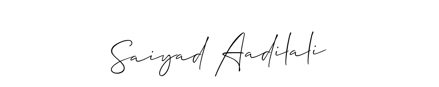 Allison_Script is a professional signature style that is perfect for those who want to add a touch of class to their signature. It is also a great choice for those who want to make their signature more unique. Get Saiyad Aadilali name to fancy signature for free. Saiyad Aadilali signature style 2 images and pictures png