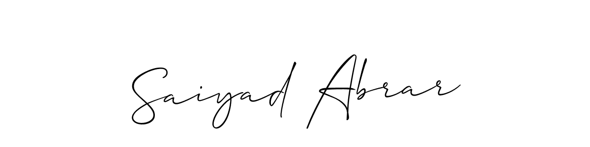 Make a beautiful signature design for name Saiyad Abrar. With this signature (Allison_Script) style, you can create a handwritten signature for free. Saiyad Abrar signature style 2 images and pictures png
