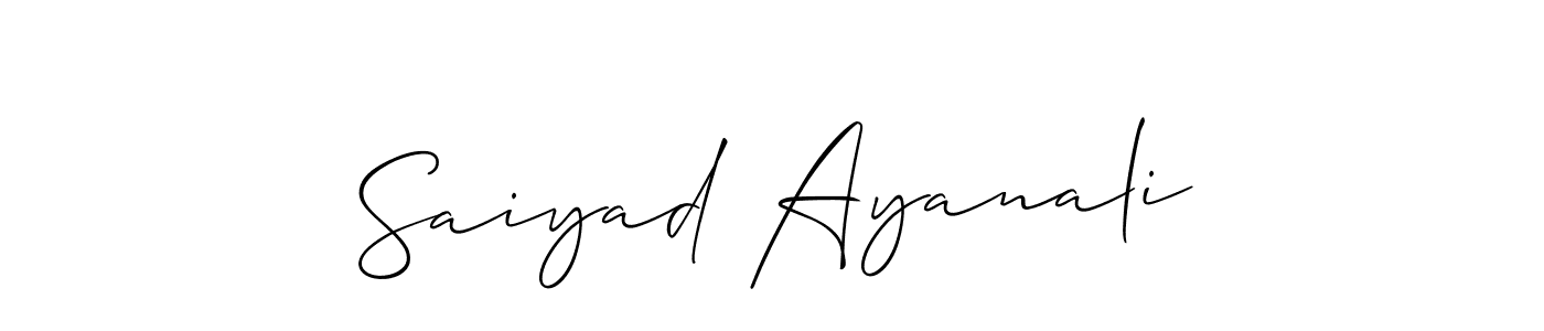 Make a beautiful signature design for name Saiyad Ayanali. With this signature (Allison_Script) style, you can create a handwritten signature for free. Saiyad Ayanali signature style 2 images and pictures png