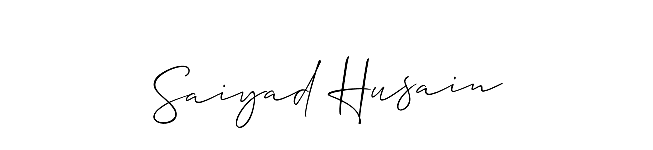Make a short Saiyad Husain signature style. Manage your documents anywhere anytime using Allison_Script. Create and add eSignatures, submit forms, share and send files easily. Saiyad Husain signature style 2 images and pictures png