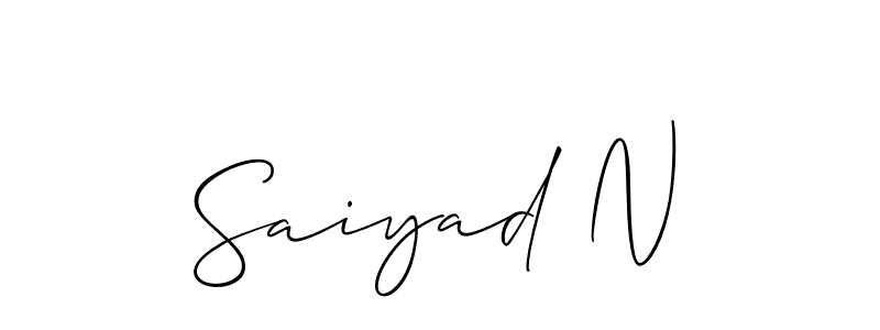 Also You can easily find your signature by using the search form. We will create Saiyad N name handwritten signature images for you free of cost using Allison_Script sign style. Saiyad N signature style 2 images and pictures png