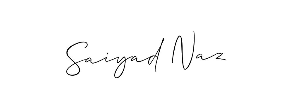 Make a beautiful signature design for name Saiyad Naz. With this signature (Allison_Script) style, you can create a handwritten signature for free. Saiyad Naz signature style 2 images and pictures png