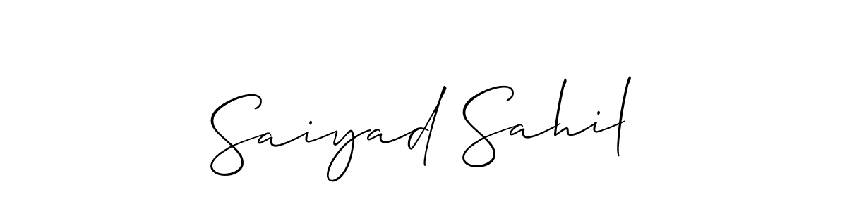 How to make Saiyad Sahil name signature. Use Allison_Script style for creating short signs online. This is the latest handwritten sign. Saiyad Sahil signature style 2 images and pictures png