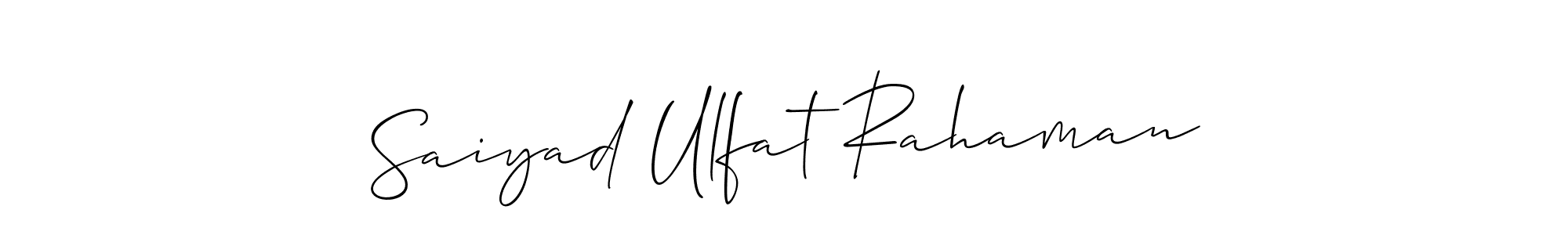 Make a beautiful signature design for name Saiyad Ulfat Rahaman. With this signature (Allison_Script) style, you can create a handwritten signature for free. Saiyad Ulfat Rahaman signature style 2 images and pictures png