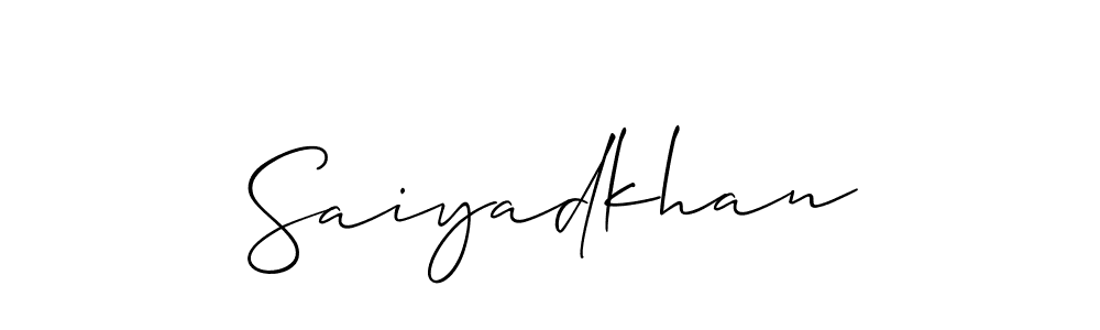 Create a beautiful signature design for name Saiyadkhan. With this signature (Allison_Script) fonts, you can make a handwritten signature for free. Saiyadkhan signature style 2 images and pictures png