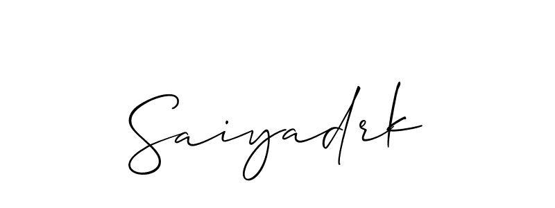 Use a signature maker to create a handwritten signature online. With this signature software, you can design (Allison_Script) your own signature for name Saiyadrk. Saiyadrk signature style 2 images and pictures png