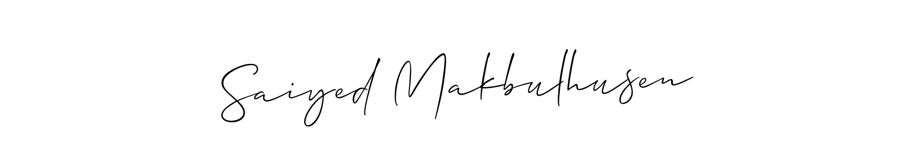 The best way (Allison_Script) to make a short signature is to pick only two or three words in your name. The name Saiyed Makbulhusen include a total of six letters. For converting this name. Saiyed Makbulhusen signature style 2 images and pictures png