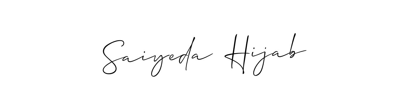 Also You can easily find your signature by using the search form. We will create Saiyeda  Hijab name handwritten signature images for you free of cost using Allison_Script sign style. Saiyeda  Hijab signature style 2 images and pictures png