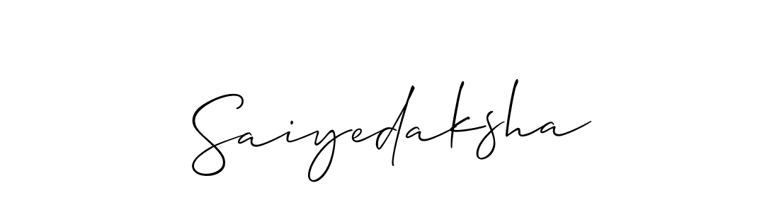 Design your own signature with our free online signature maker. With this signature software, you can create a handwritten (Allison_Script) signature for name Saiyedaksha. Saiyedaksha signature style 2 images and pictures png