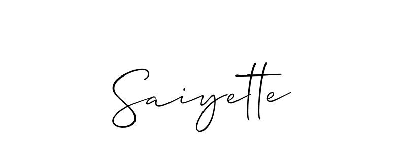 Also You can easily find your signature by using the search form. We will create Saiyette name handwritten signature images for you free of cost using Allison_Script sign style. Saiyette signature style 2 images and pictures png